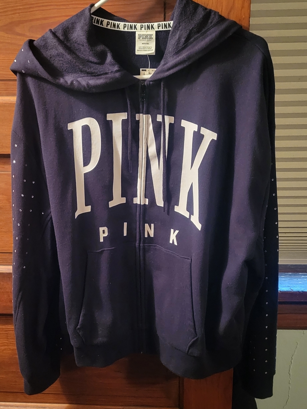PINK Victoria's Secret Black Bling Zip-Up Hoodie